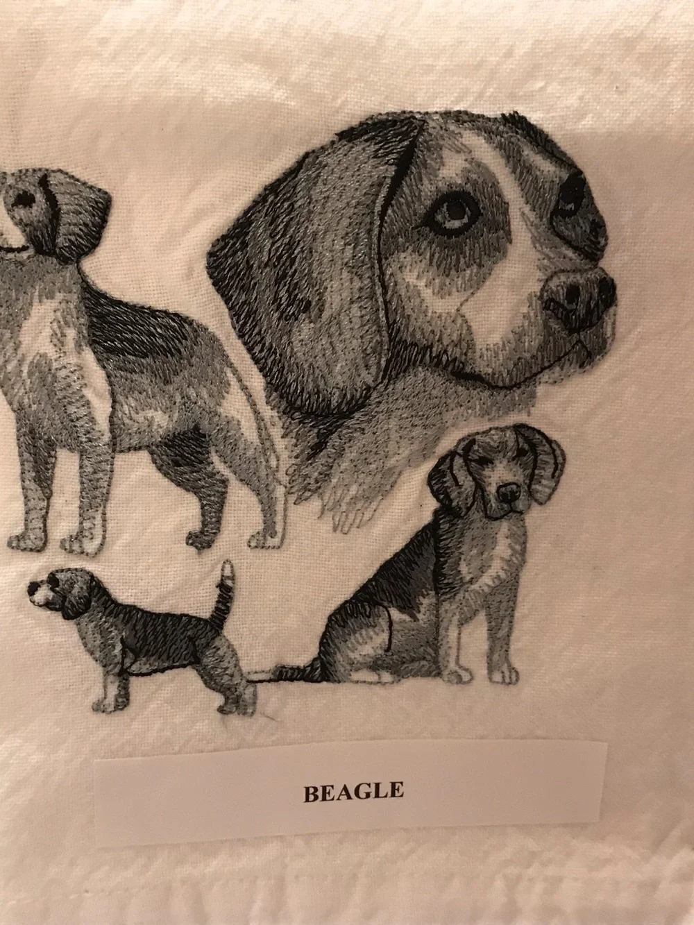 Beagle Machine Embroidered Dish Towel